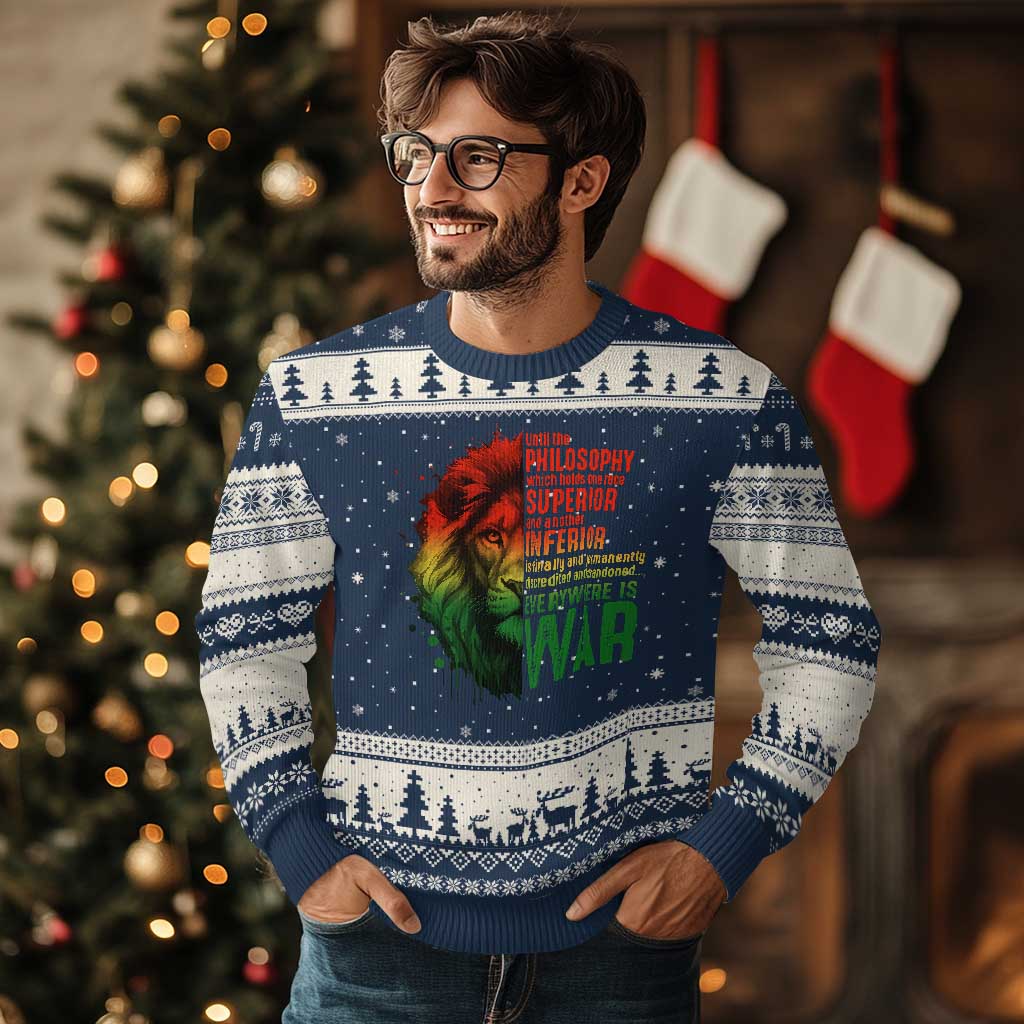 Lion of Judah Ugly Christmas Sweater Rasta Haile Selassie War Speech Jah Bless - Wonder Print Shop