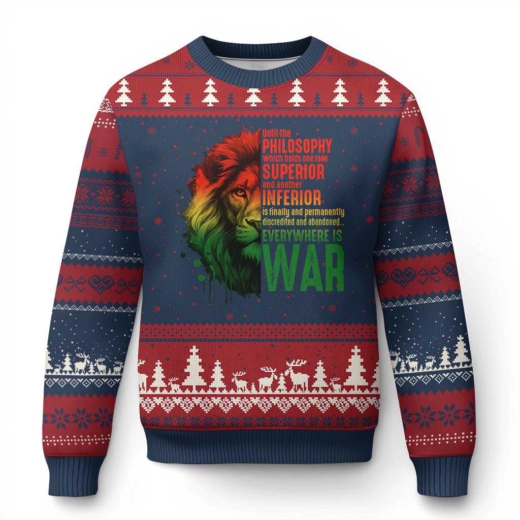 Lion of Judah Ugly Christmas Sweater Rasta Haile Selassie War Speech Jah Bless - Wonder Print Shop