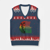 Lion of Judah V-Neck Knit Sweater Vest Rasta Haile Selassie War Speech Jah Bless - Wonder Print Shop