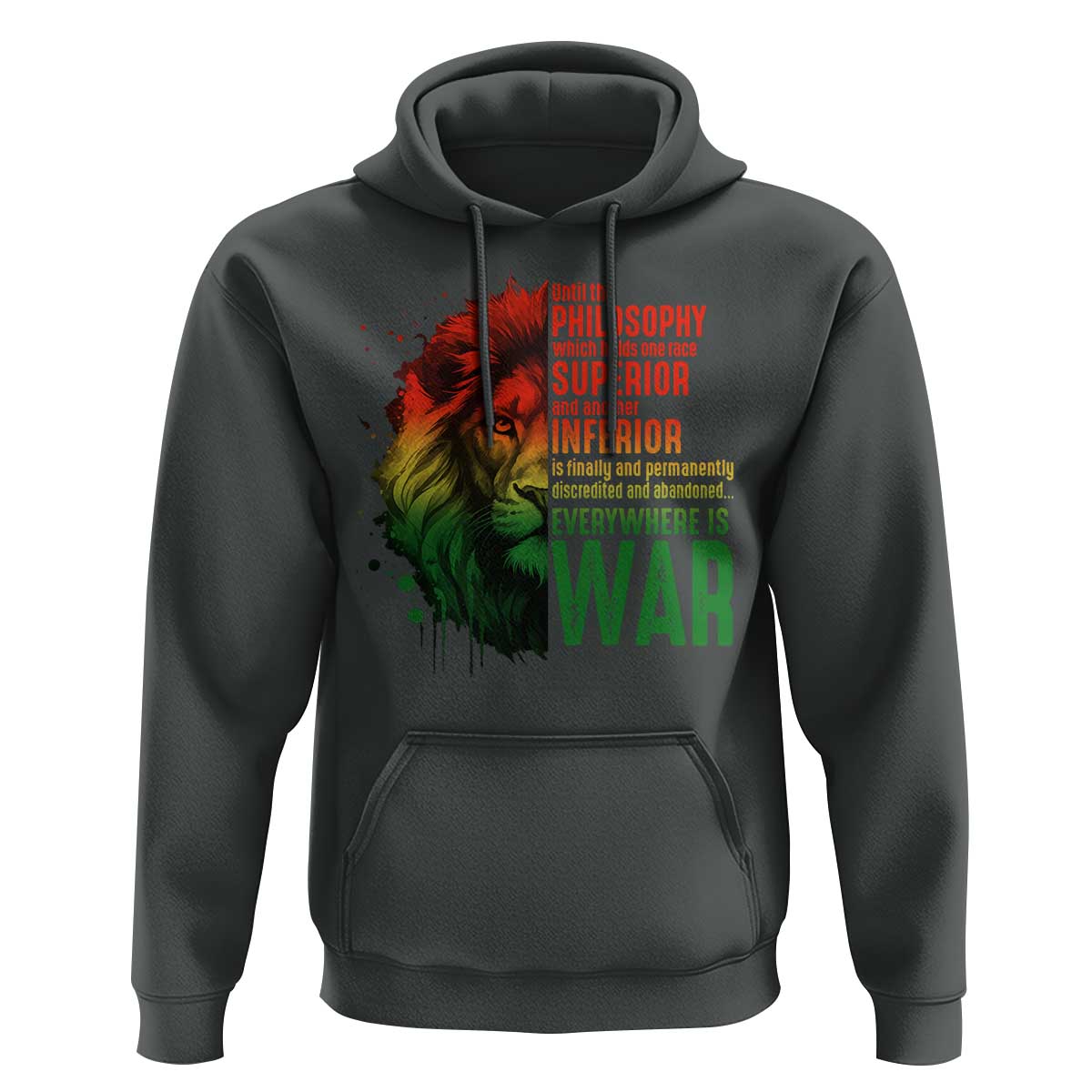 Lion of Judah Hoodie Rasta Haile Selassie War Speech Jah Bless - Wonder Print Shop