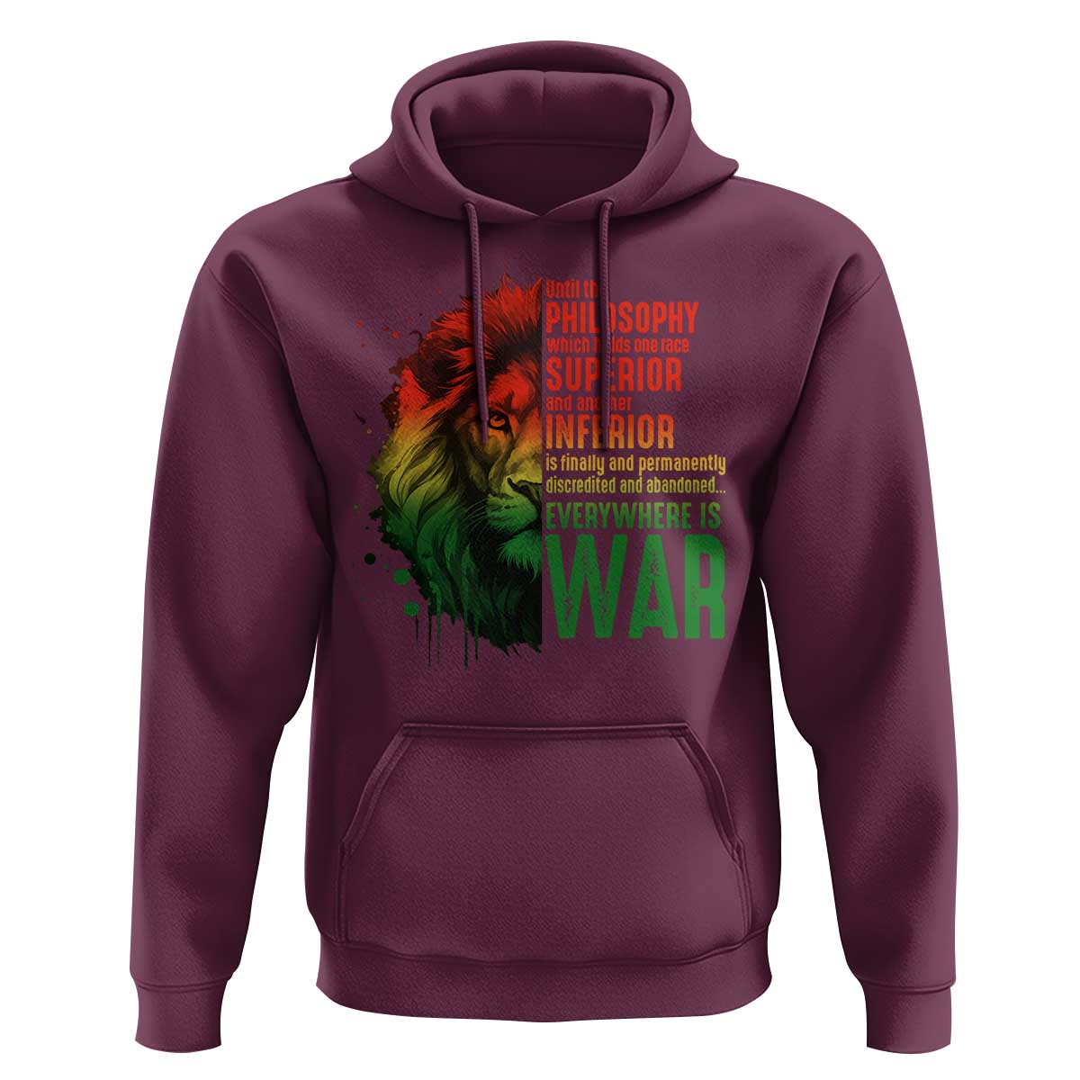 Lion of Judah Hoodie Rasta Haile Selassie War Speech Jah Bless - Wonder Print Shop