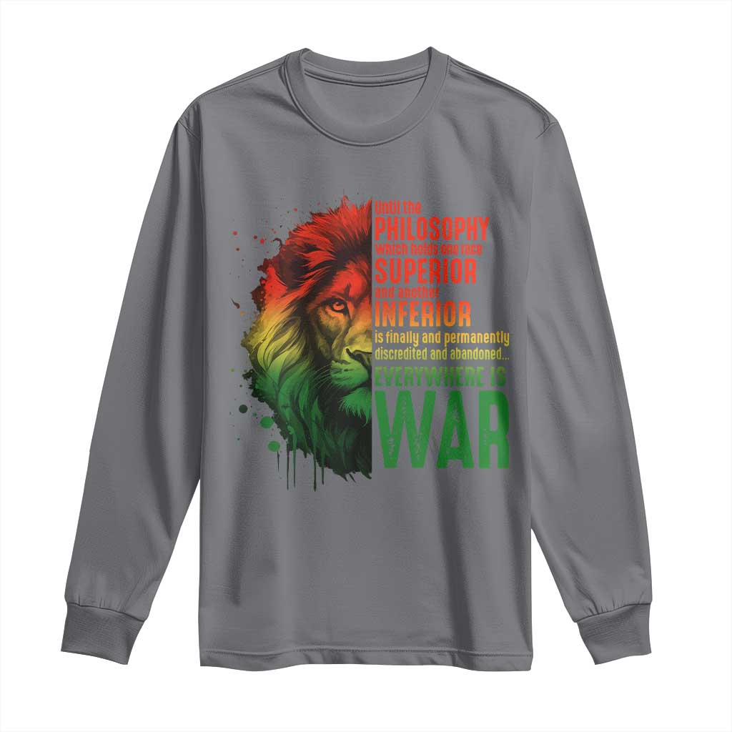 Lion of Judah Long Sleeve Shirt Rasta Haile Selassie War Speech Jah Bless - Wonder Print Shop