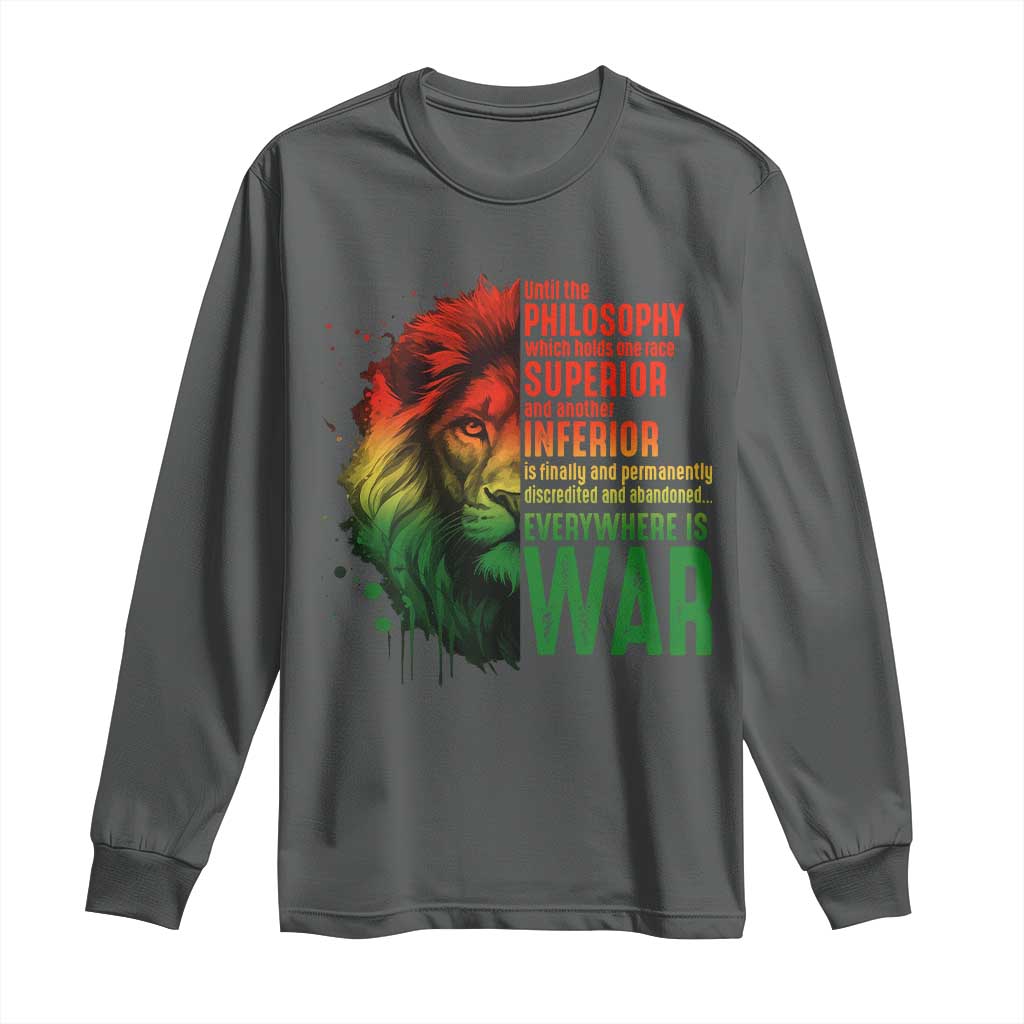 Lion of Judah Long Sleeve Shirt Rasta Haile Selassie War Speech Jah Bless - Wonder Print Shop