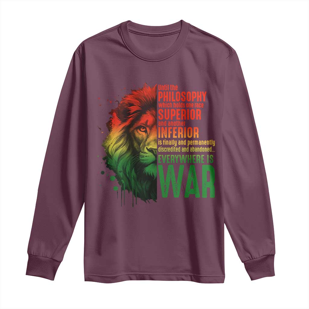 Lion of Judah Long Sleeve Shirt Rasta Haile Selassie War Speech Jah Bless - Wonder Print Shop