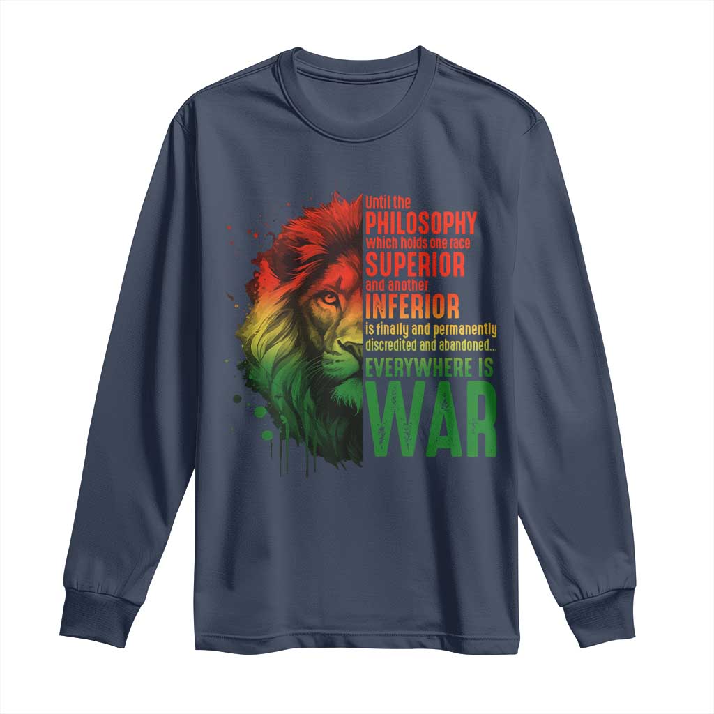 Lion of Judah Long Sleeve Shirt Rasta Haile Selassie War Speech Jah Bless - Wonder Print Shop