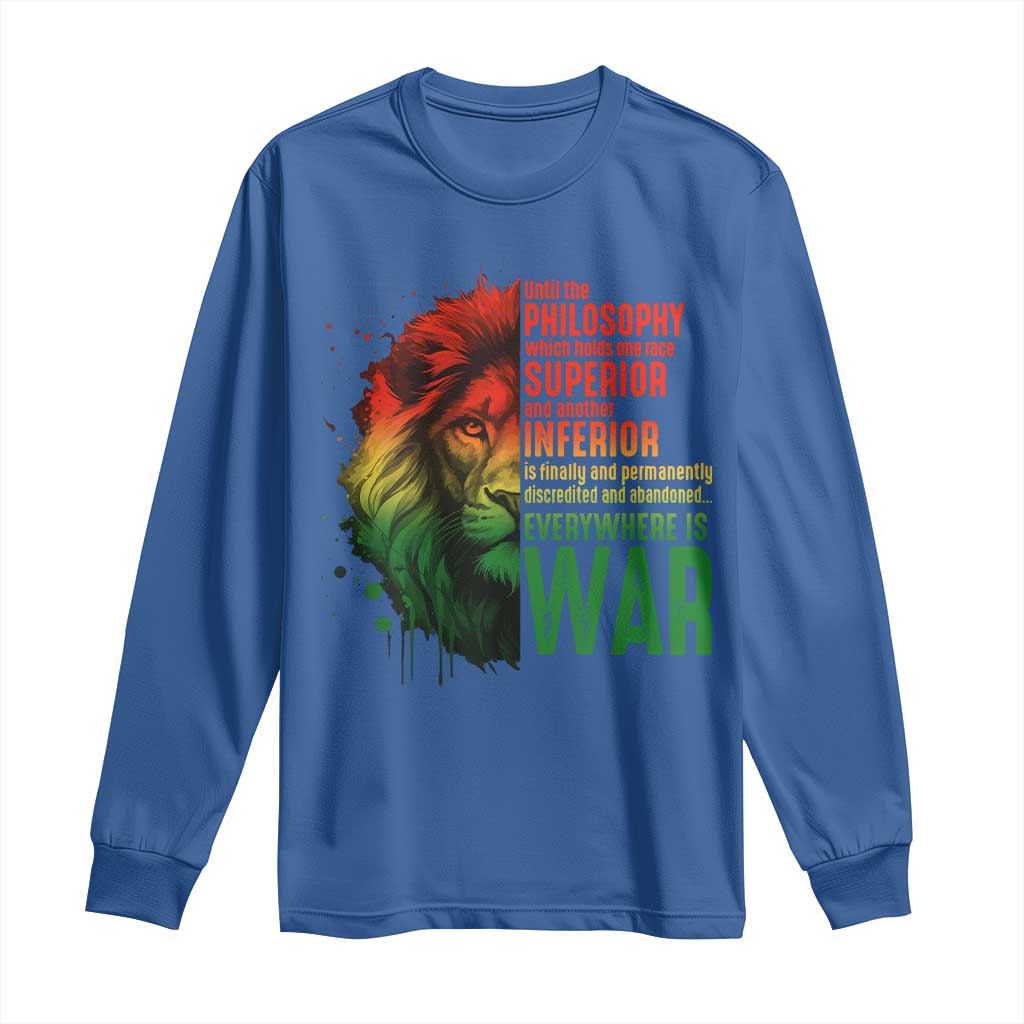Lion of Judah Long Sleeve Shirt Rasta Haile Selassie War Speech Jah Bless - Wonder Print Shop