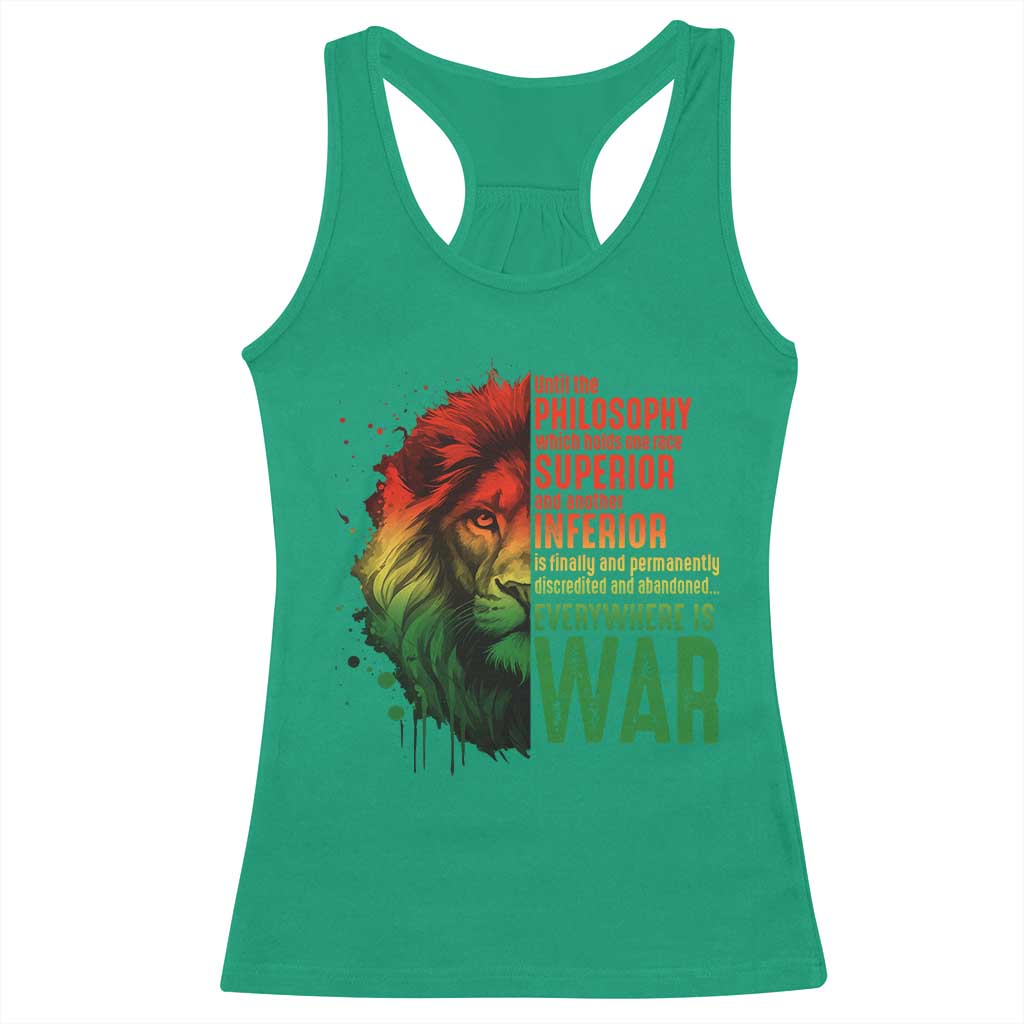 Lion of Judah Racerback Tank Top Rasta Haile Selassie War Speech Jah Bless - Wonder Print Shop