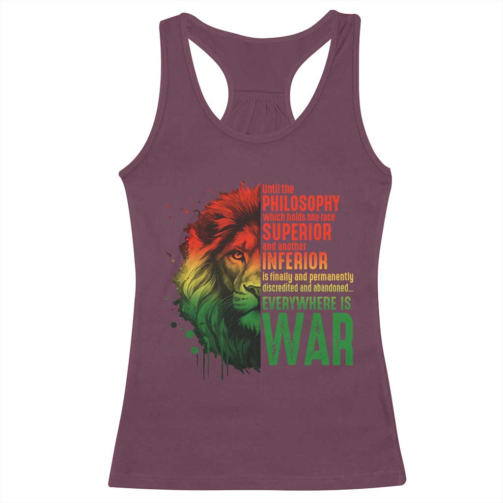 Lion of Judah Racerback Tank Top Rasta Haile Selassie War Speech Jah Bless - Wonder Print Shop