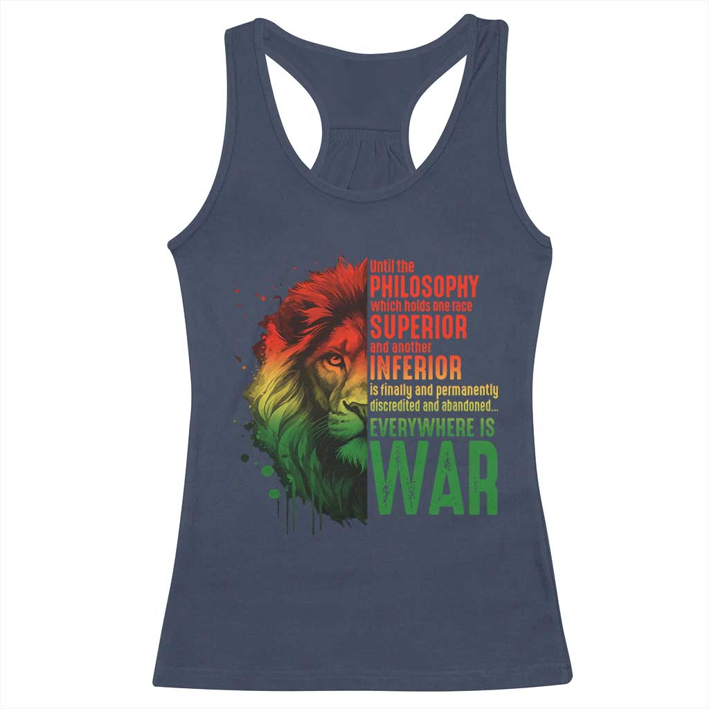 Lion of Judah Racerback Tank Top Rasta Haile Selassie War Speech Jah Bless - Wonder Print Shop
