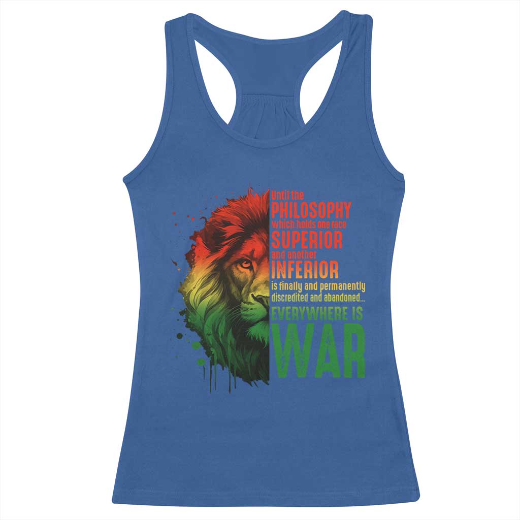 Lion of Judah Racerback Tank Top Rasta Haile Selassie War Speech Jah Bless - Wonder Print Shop