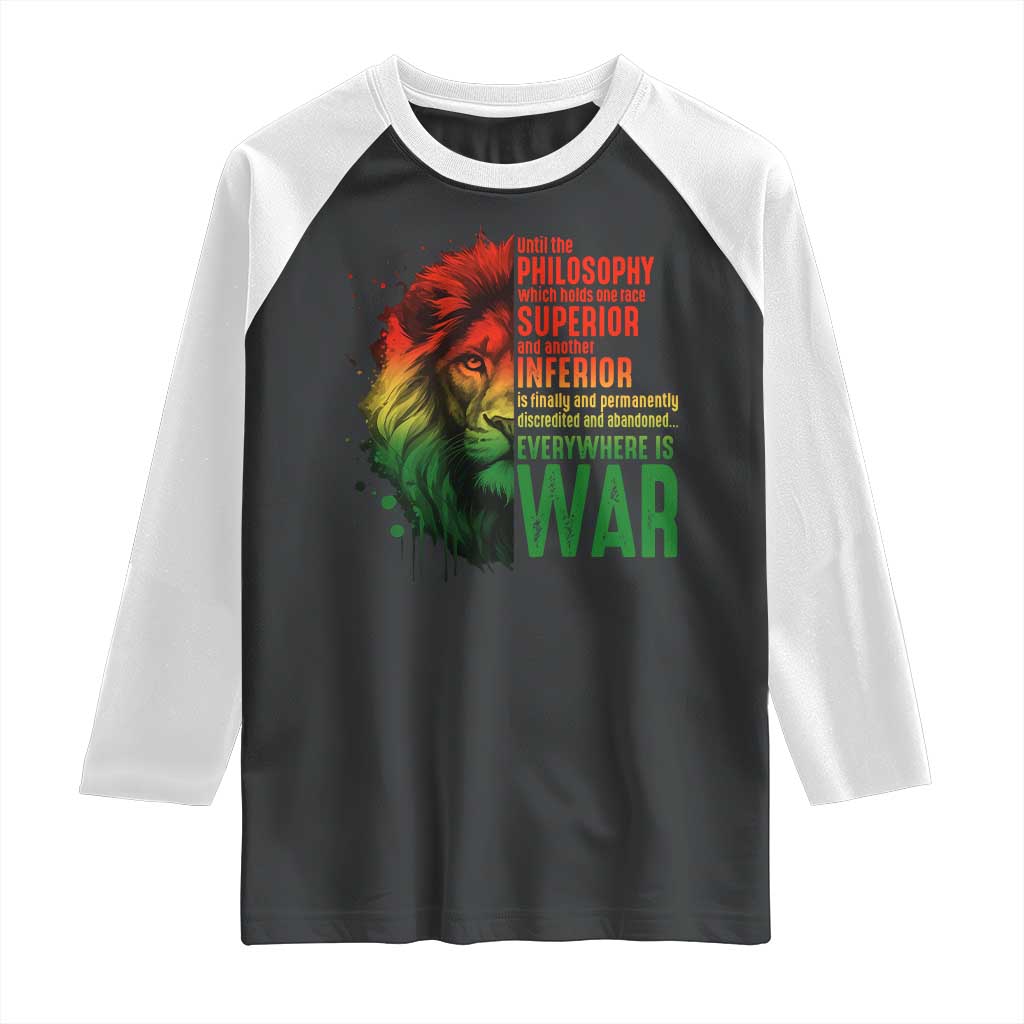 Lion of Judah Raglan Shirt Rasta Haile Selassie War Speech Jah Bless - Wonder Print Shop
