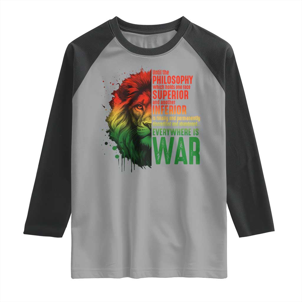 Lion of Judah Raglan Shirt Rasta Haile Selassie War Speech Jah Bless - Wonder Print Shop