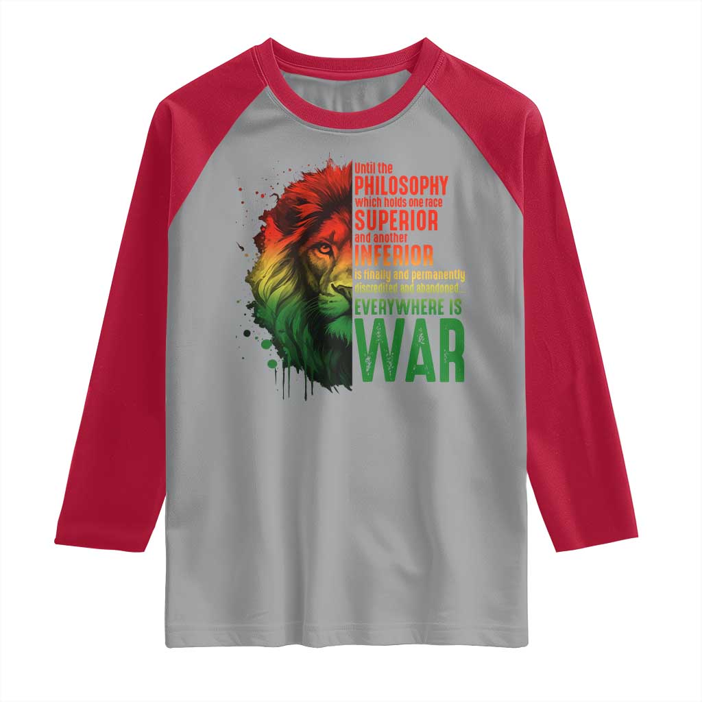 Lion of Judah Raglan Shirt Rasta Haile Selassie War Speech Jah Bless - Wonder Print Shop