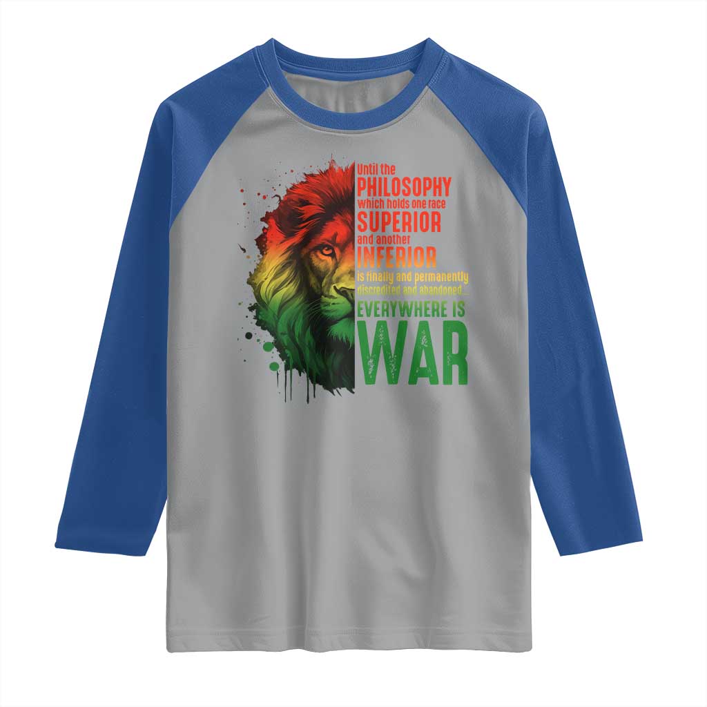 Lion of Judah Raglan Shirt Rasta Haile Selassie War Speech Jah Bless - Wonder Print Shop