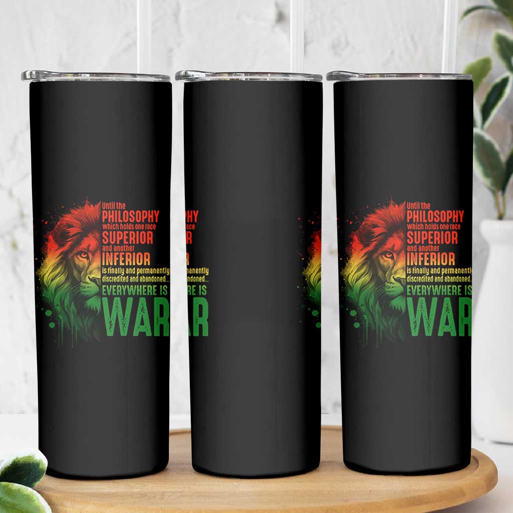 Lion of Judah Skinny Tumbler Rasta Haile Selassie War Speech Jah Bless - Wonder Print Shop