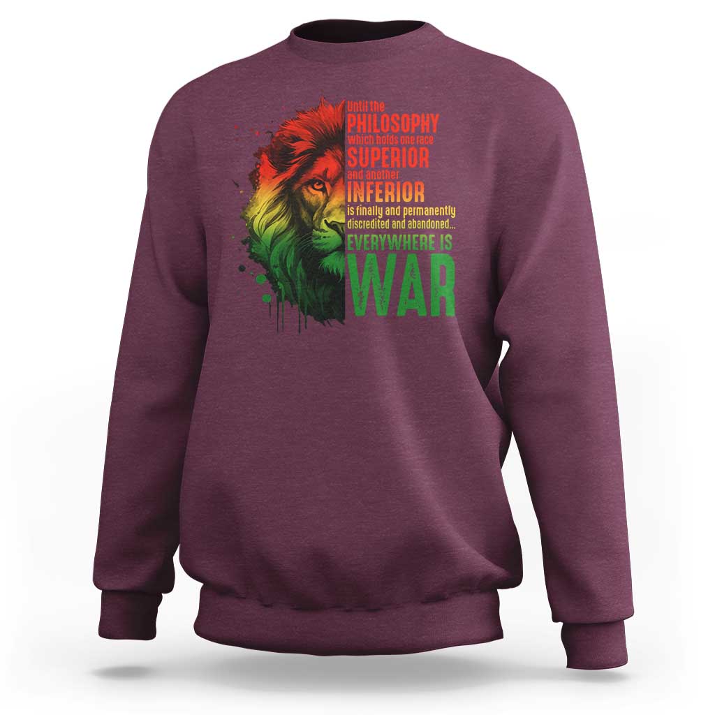 Lion of Judah Sweatshirt Rasta Haile Selassie War Speech Jah Bless - Wonder Print Shop