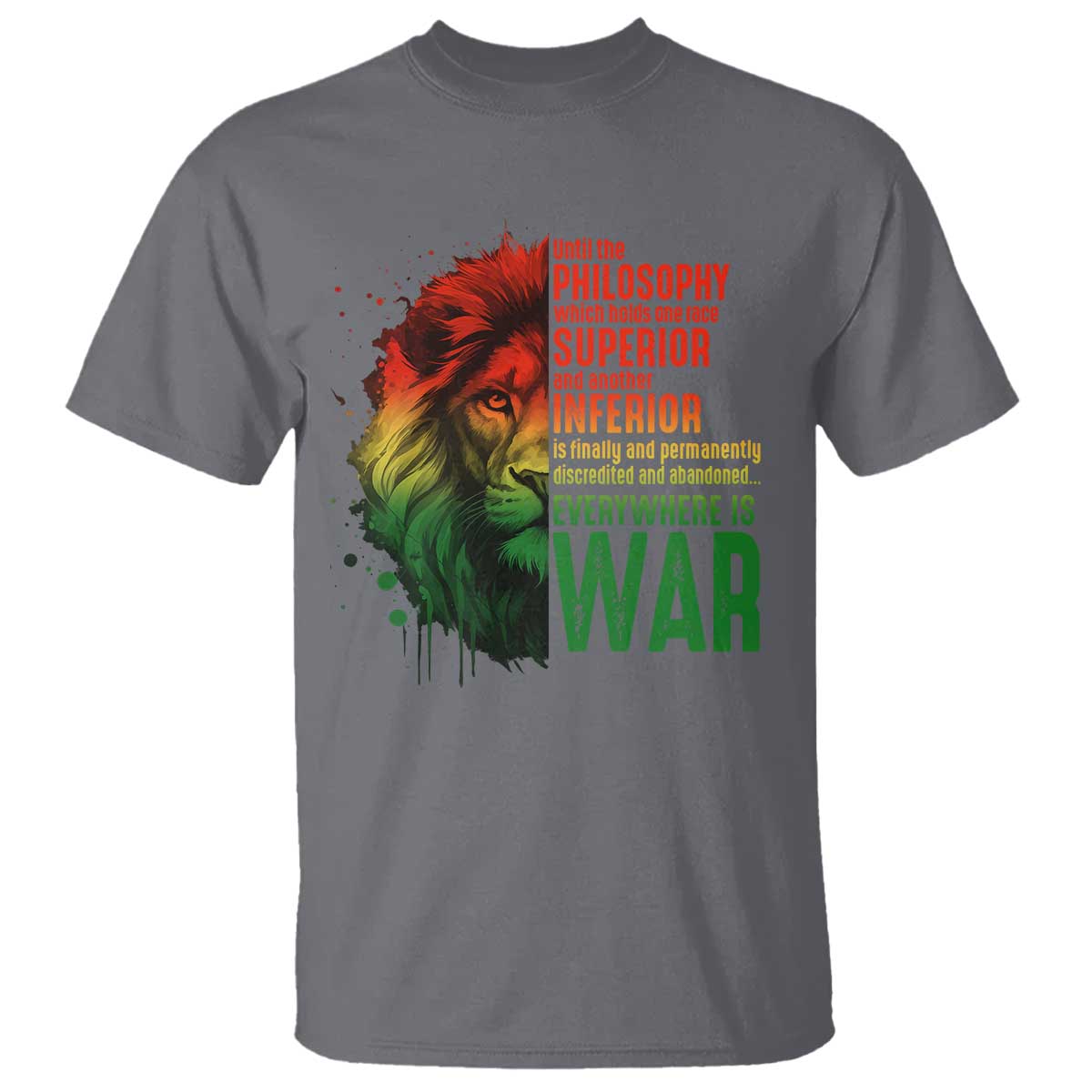 Lion of Judah T Shirt Rasta Haile Selassie War Speech Jah Bless - Wonder Print Shop