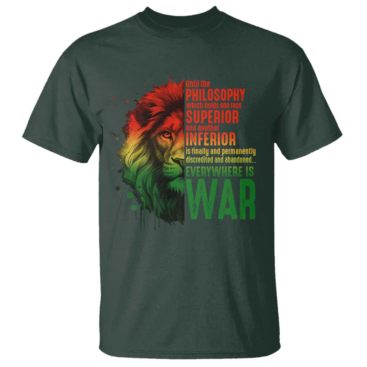Lion of Judah T Shirt Rasta Haile Selassie War Speech Jah Bless - Wonder Print Shop