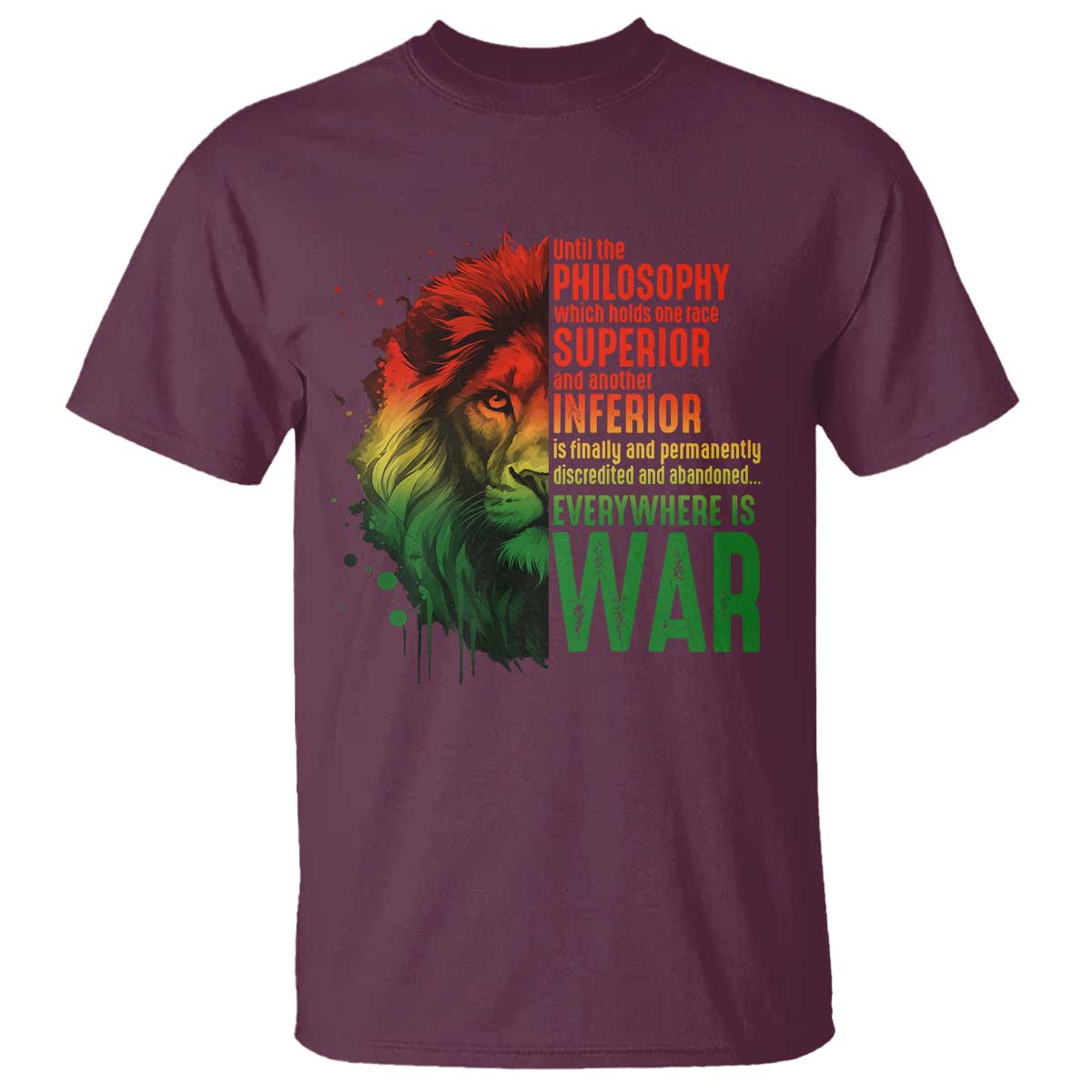 Lion of Judah T Shirt Rasta Haile Selassie War Speech Jah Bless - Wonder Print Shop