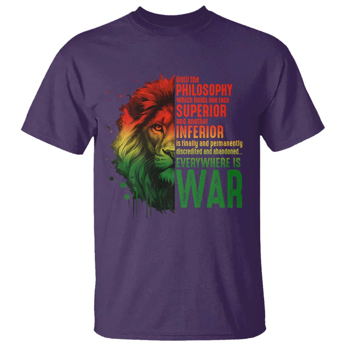 Lion of Judah T Shirt Rasta Haile Selassie War Speech Jah Bless - Wonder Print Shop