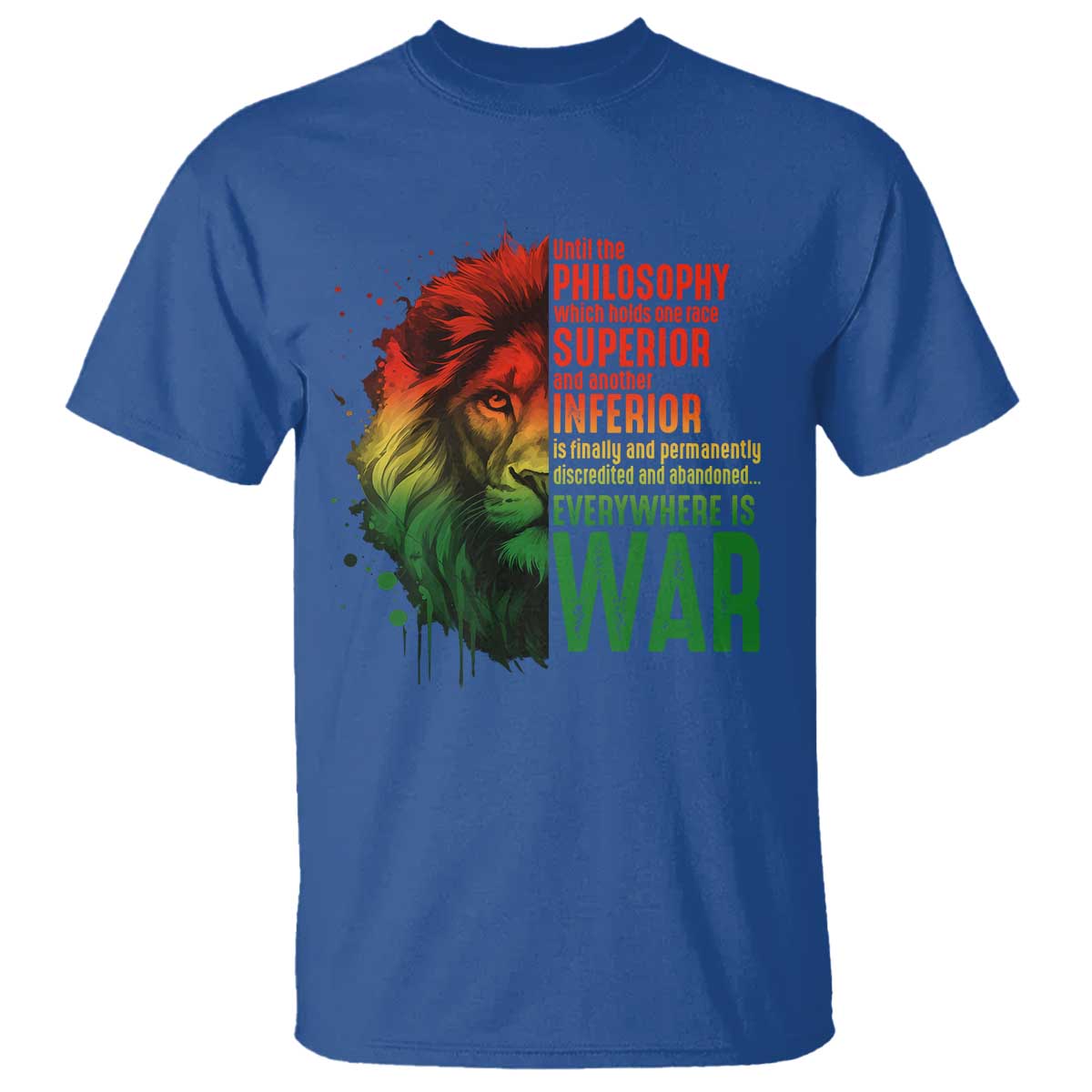 Lion of Judah T Shirt Rasta Haile Selassie War Speech Jah Bless - Wonder Print Shop