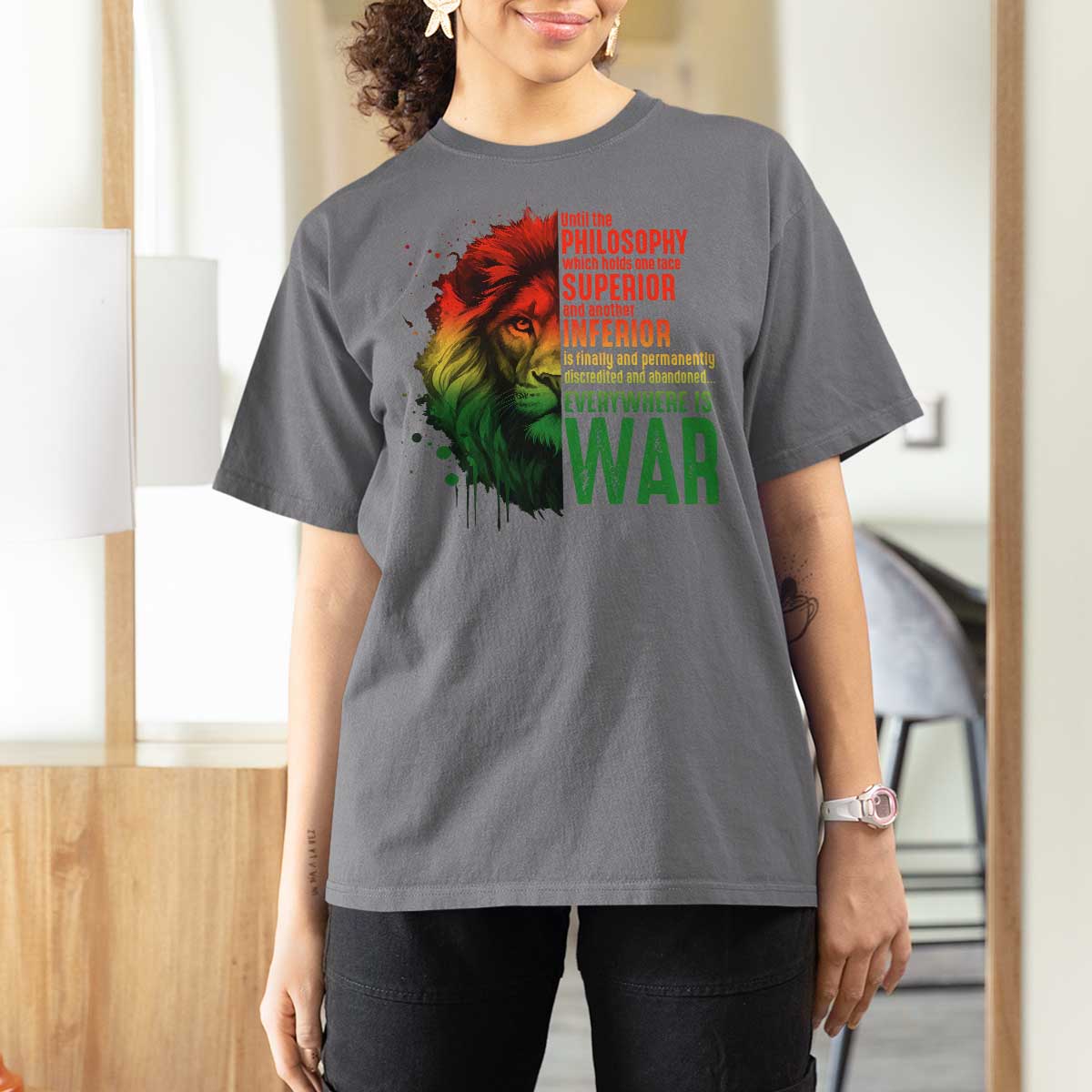 Lion of Judah T Shirt For Women Rasta Haile Selassie War Speech Jah Bless - Wonder Print Shop