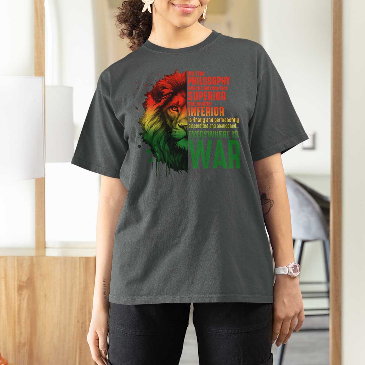 Lion of Judah T Shirt For Women Rasta Haile Selassie War Speech Jah Bless - Wonder Print Shop