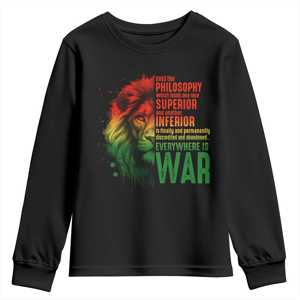 Lion of Judah Youth Sweatshirt Rasta Haile Selassie War Speech Jah Bless - Wonder Print Shop