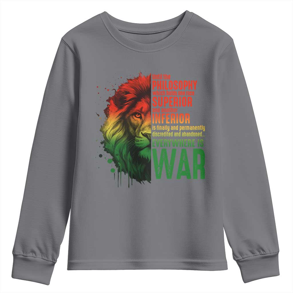Lion of Judah Youth Sweatshirt Rasta Haile Selassie War Speech Jah Bless - Wonder Print Shop