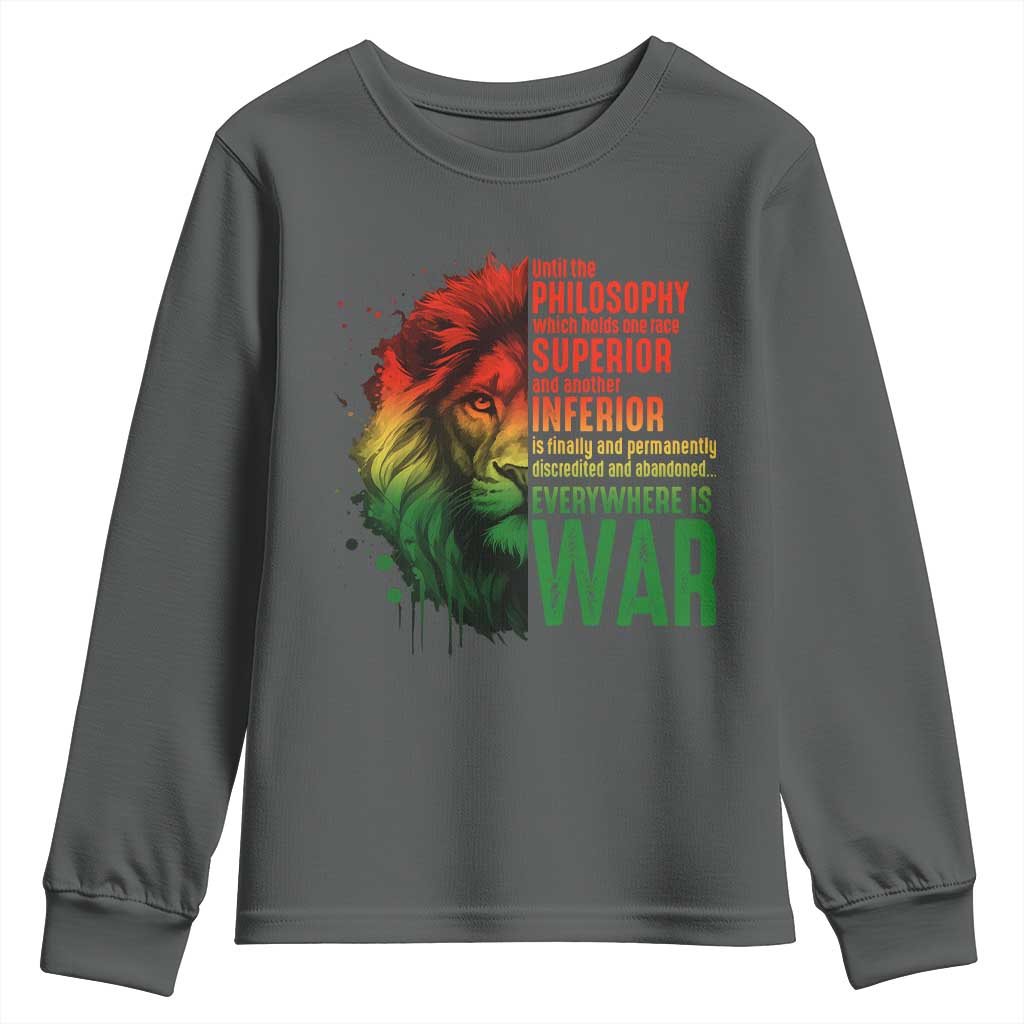 Lion of Judah Youth Sweatshirt Rasta Haile Selassie War Speech Jah Bless - Wonder Print Shop