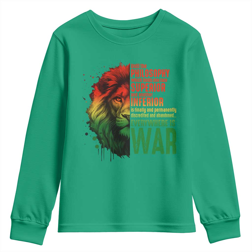Lion of Judah Youth Sweatshirt Rasta Haile Selassie War Speech Jah Bless - Wonder Print Shop