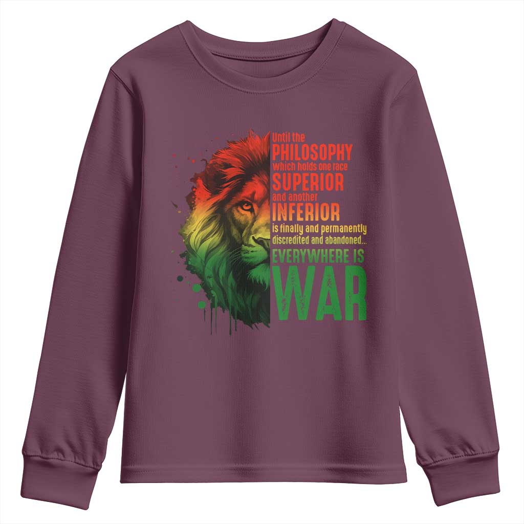 Lion of Judah Youth Sweatshirt Rasta Haile Selassie War Speech Jah Bless - Wonder Print Shop