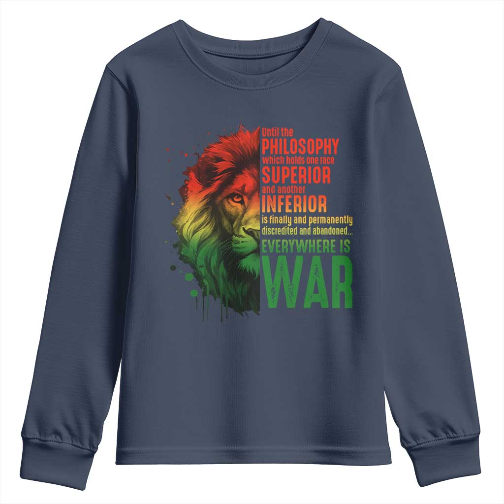Lion of Judah Youth Sweatshirt Rasta Haile Selassie War Speech Jah Bless - Wonder Print Shop