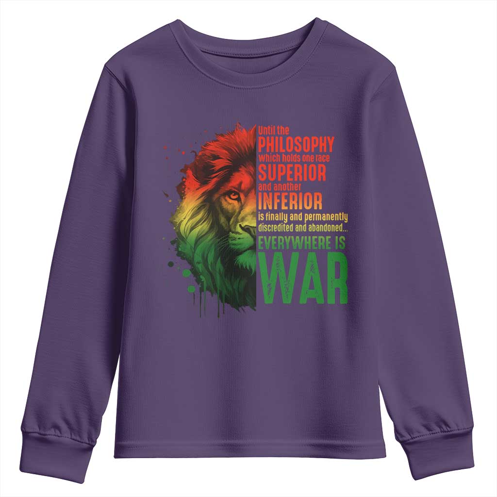 Lion of Judah Youth Sweatshirt Rasta Haile Selassie War Speech Jah Bless - Wonder Print Shop