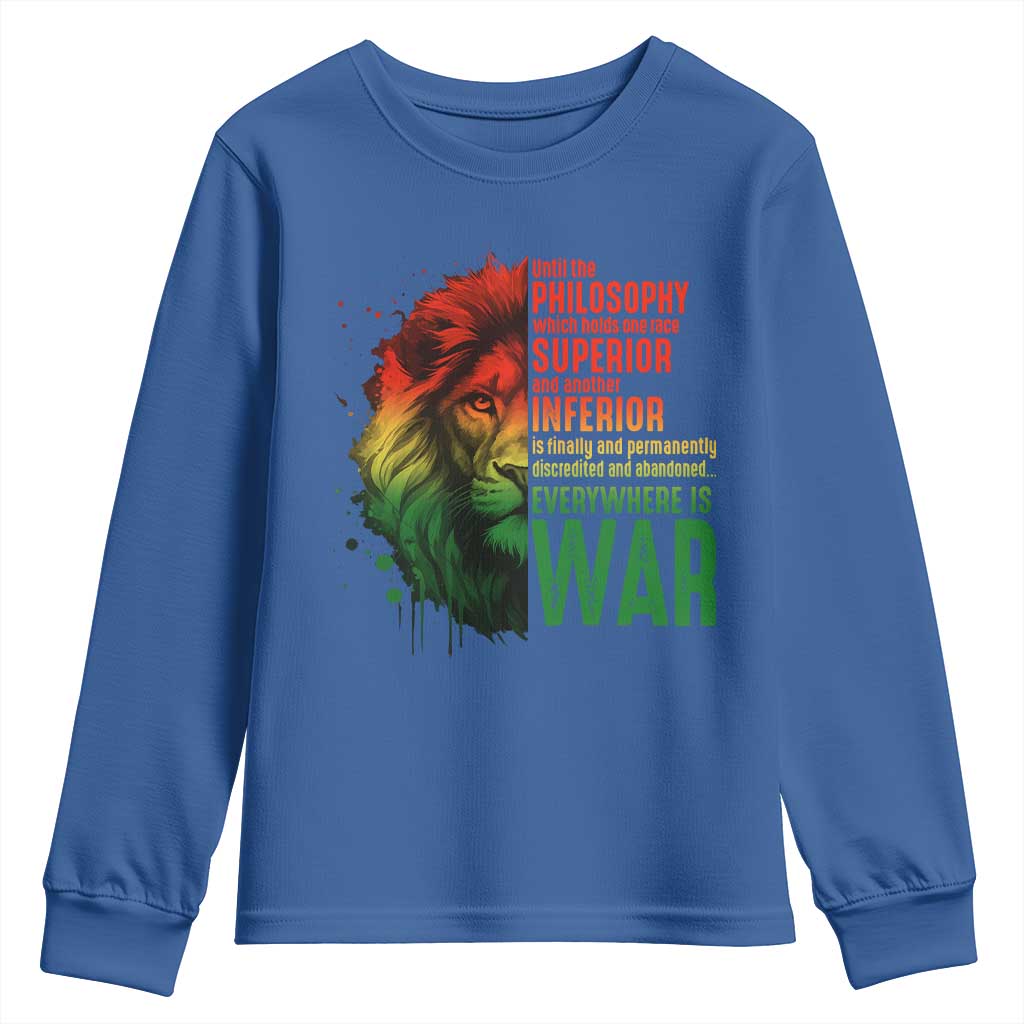 Lion of Judah Youth Sweatshirt Rasta Haile Selassie War Speech Jah Bless - Wonder Print Shop