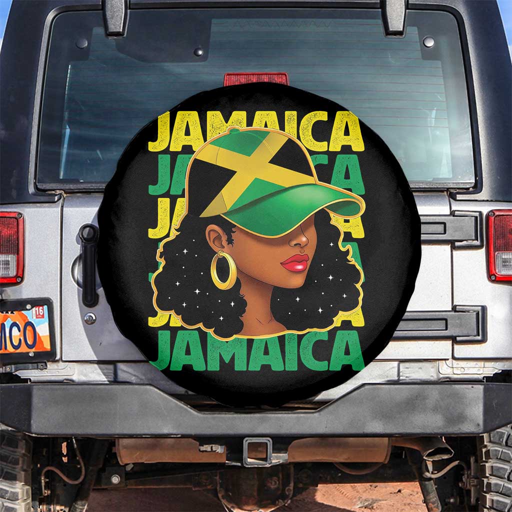 Proud Jamaican Afro Black Woman Jamaica Flag Pride Spare Tire Cover - Wonder Print Shop