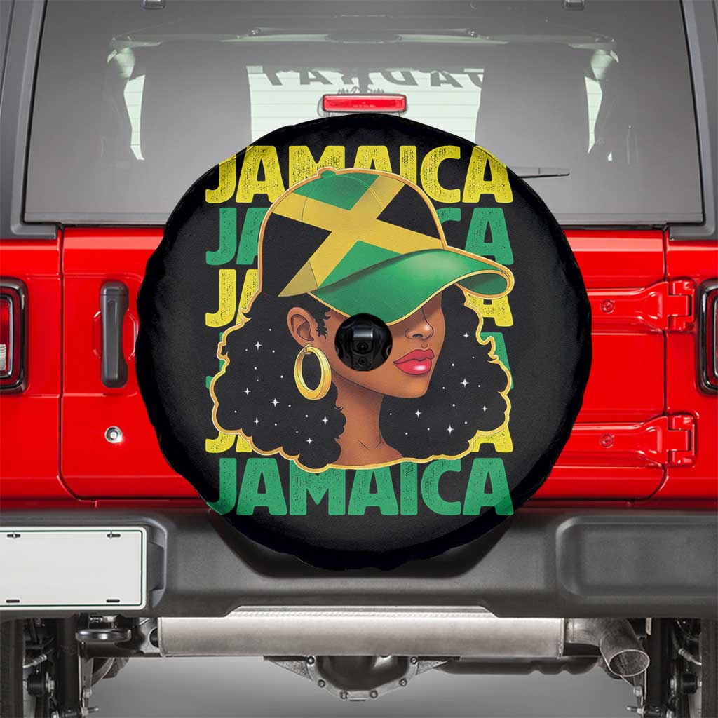 Proud Jamaican Afro Black Woman Jamaica Flag Pride Spare Tire Cover - Wonder Print Shop