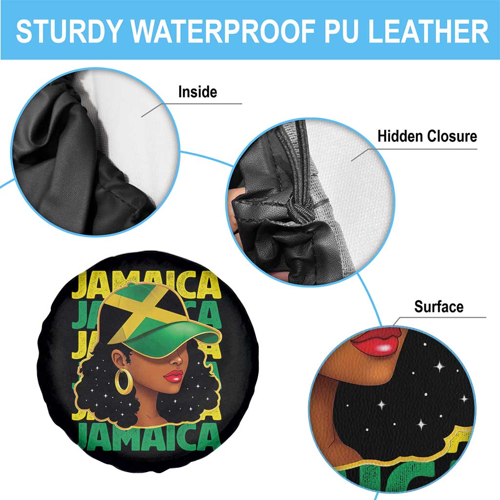 Proud Jamaican Afro Black Woman Jamaica Flag Pride Spare Tire Cover - Wonder Print Shop
