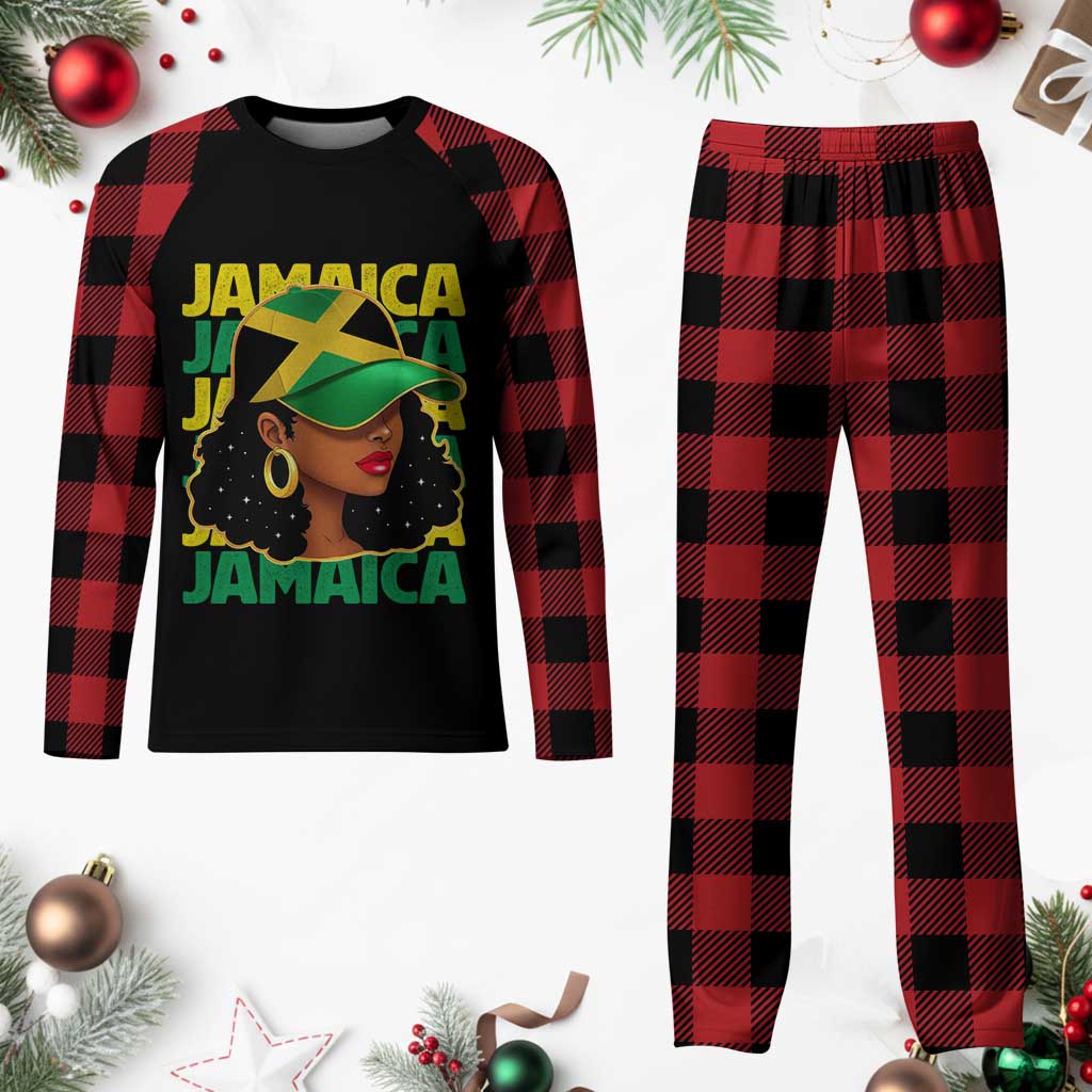 Proud Jamaican Afro Black Woman Jamaica Flag Pride Plaid Pajama Set - Wonder Print Shop