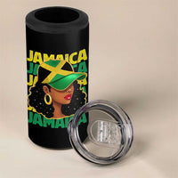 Proud Jamaican Afro Black Woman Jamaica Flag Pride 4 in 1 Can Cooler Tumbler - Wonder Print Shop