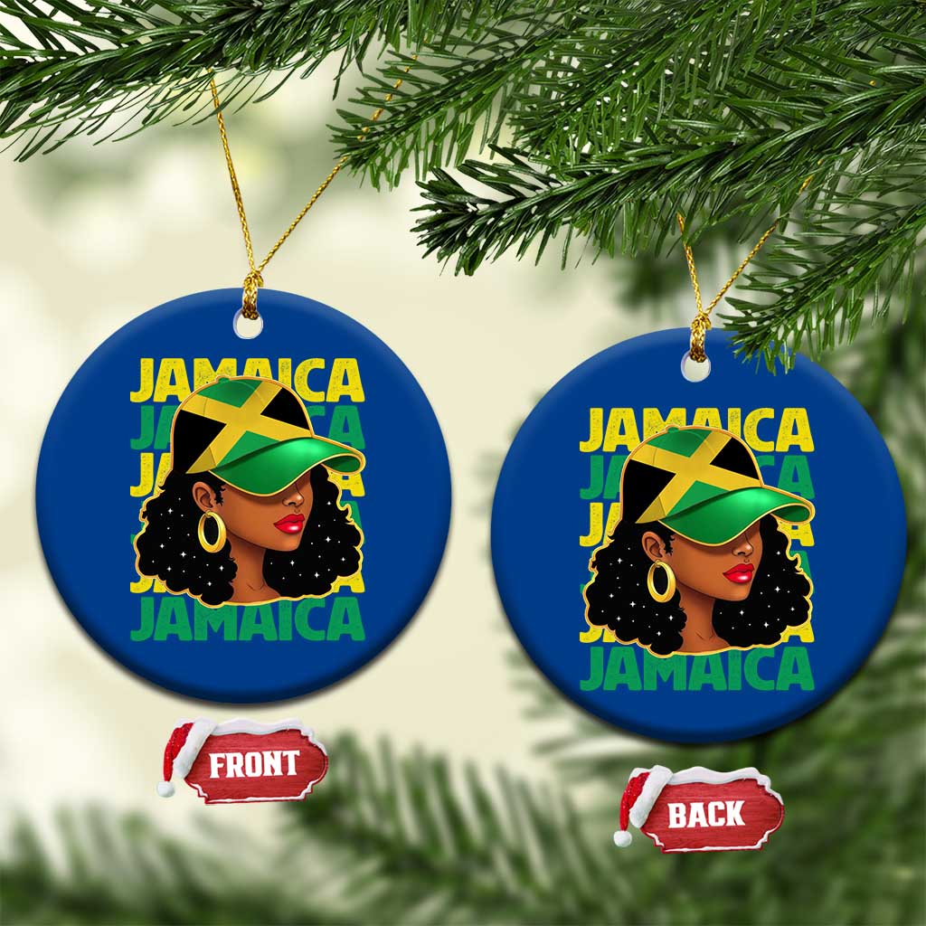 Proud Jamaican Afro Black Woman Jamaica Flag Pride Ceramic Ornament - Wonder Print Shop
