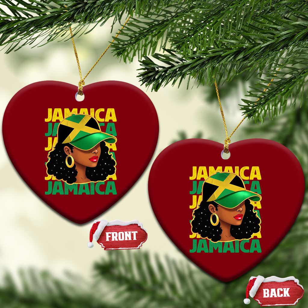 Proud Jamaican Afro Black Woman Jamaica Flag Pride Ceramic Ornament - Wonder Print Shop
