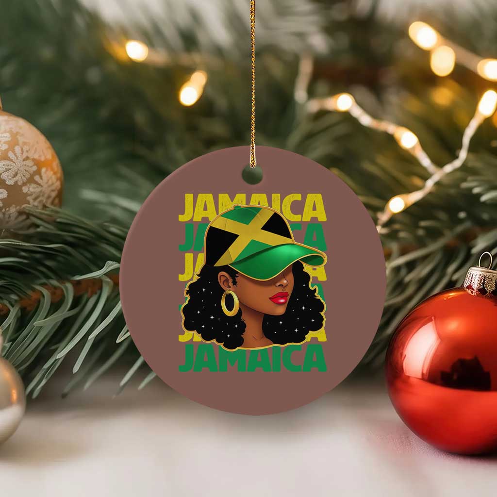 Proud Jamaican Afro Black Woman Jamaica Flag Pride Ceramic Ornament - Wonder Print Shop