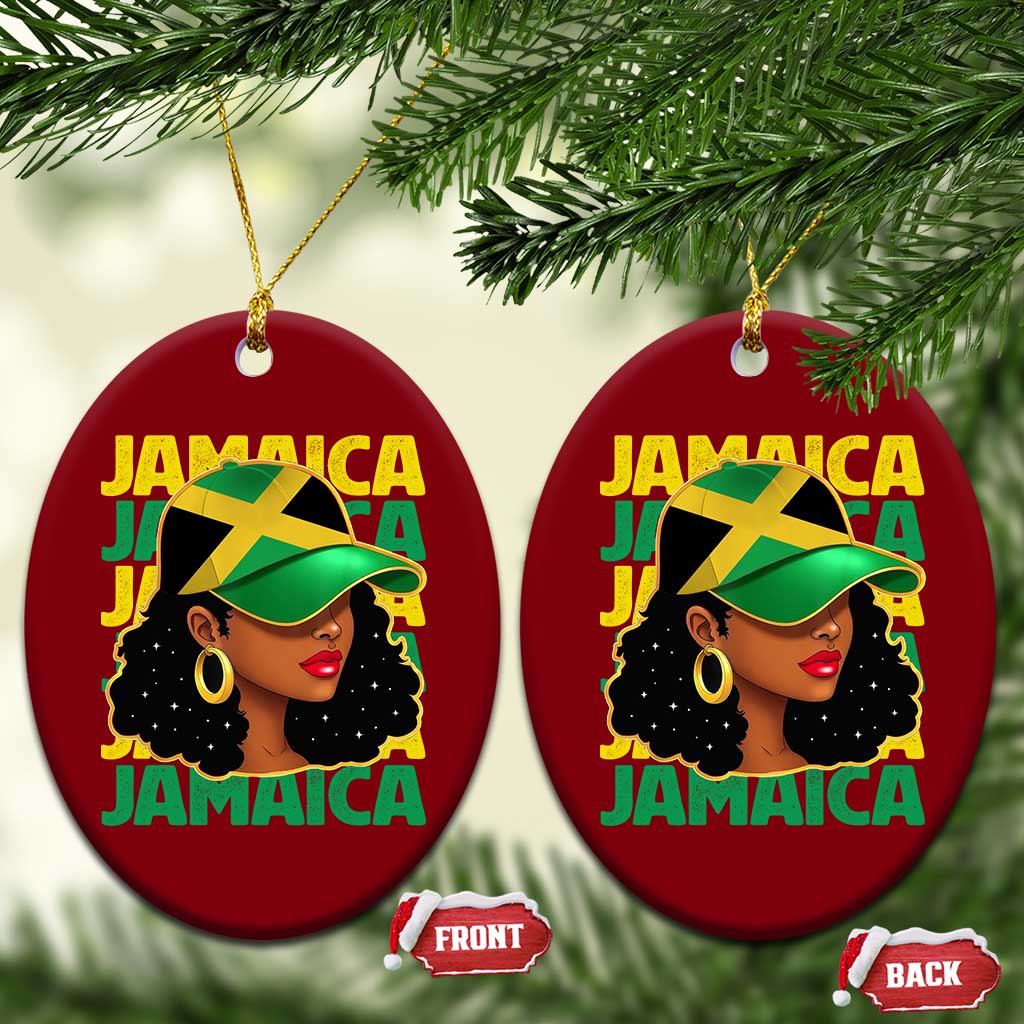 Proud Jamaican Afro Black Woman Jamaica Flag Pride Ceramic Ornament - Wonder Print Shop