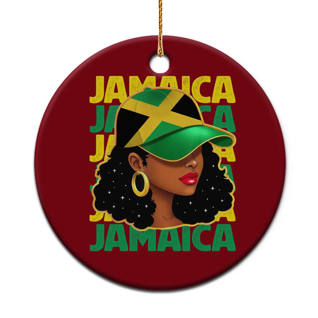 Proud Jamaican Afro Black Woman Jamaica Flag Pride Ceramic Ornament - Wonder Print Shop