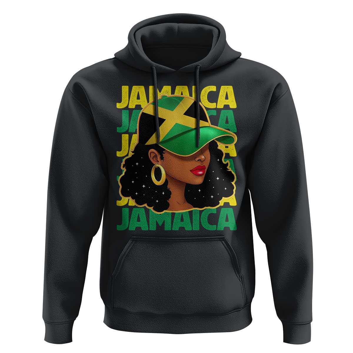 Proud Jamaican Afro Black Woman Jamaica Flag Pride Hoodie - Wonder Print Shop