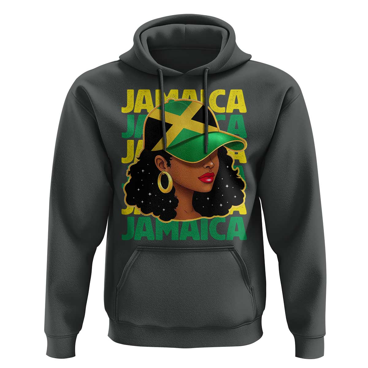 Proud Jamaican Afro Black Woman Jamaica Flag Pride Hoodie - Wonder Print Shop