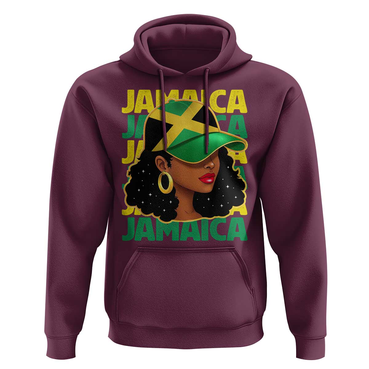 Proud Jamaican Afro Black Woman Jamaica Flag Pride Hoodie - Wonder Print Shop