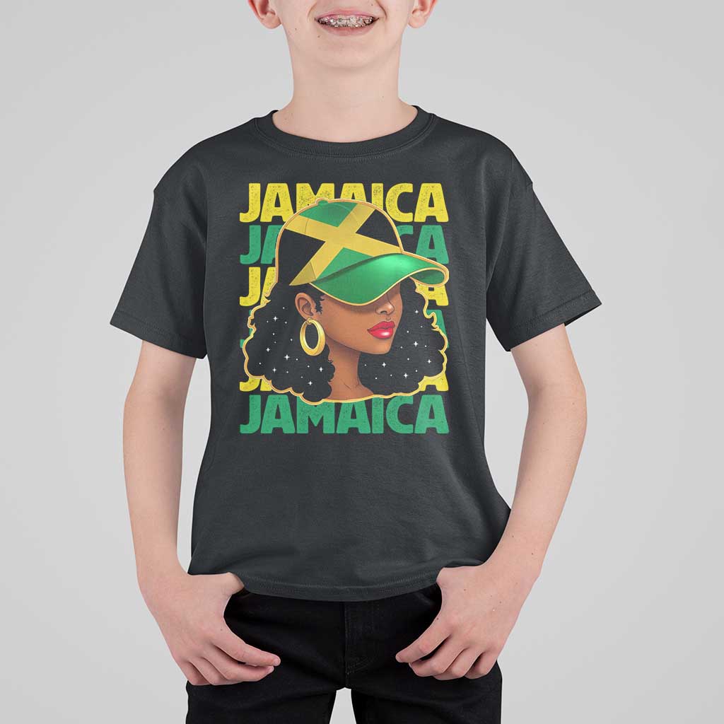 Proud Jamaican Afro Black Woman Jamaica Flag Pride T Shirt For Kid - Wonder Print Shop