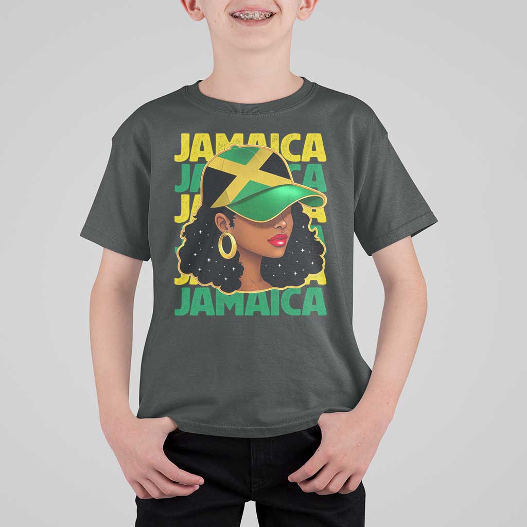 Proud Jamaican Afro Black Woman Jamaica Flag Pride T Shirt For Kid - Wonder Print Shop